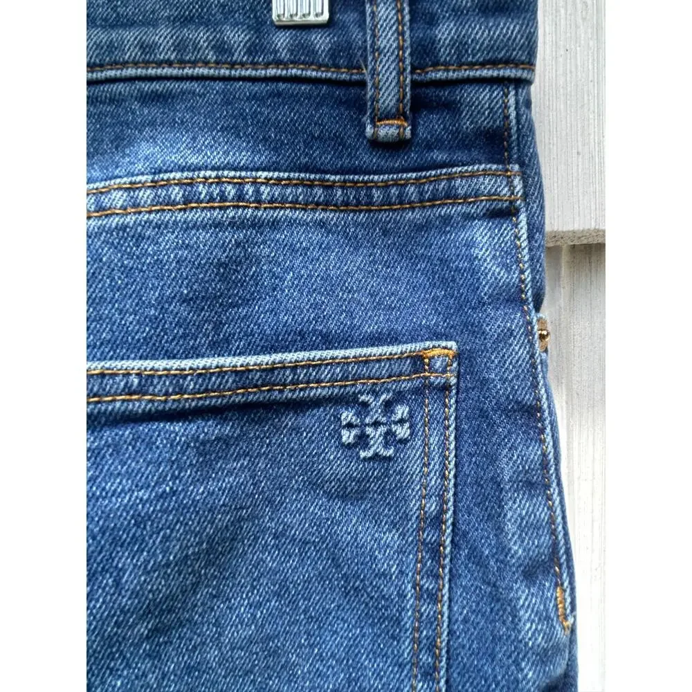 Tory Burch Cropped Jeans Mid-Rise‎ Stretch Medium Wash Denim Size 30